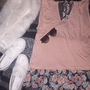 Cute Flowly peach Tank